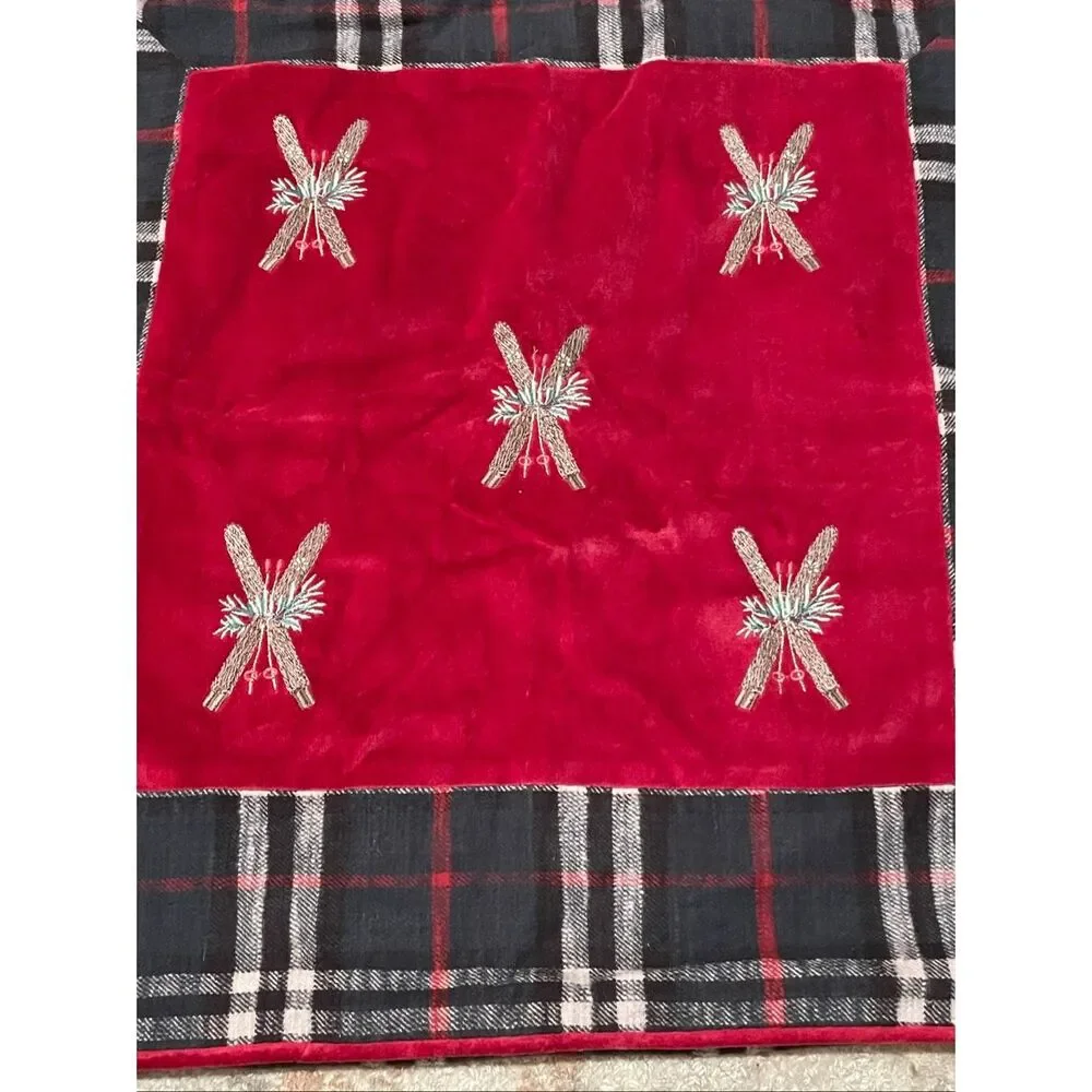Pottery Barn Ski Velvet Plaid Pillow Cover